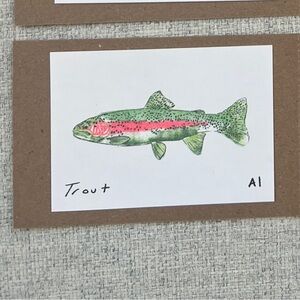 1 Trout Fish Mini Art Prints from Inciardi Machines Collectable